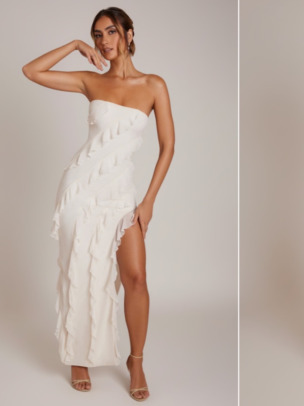 Oh Polly “Nevali” bandeau ruffle maxi dress